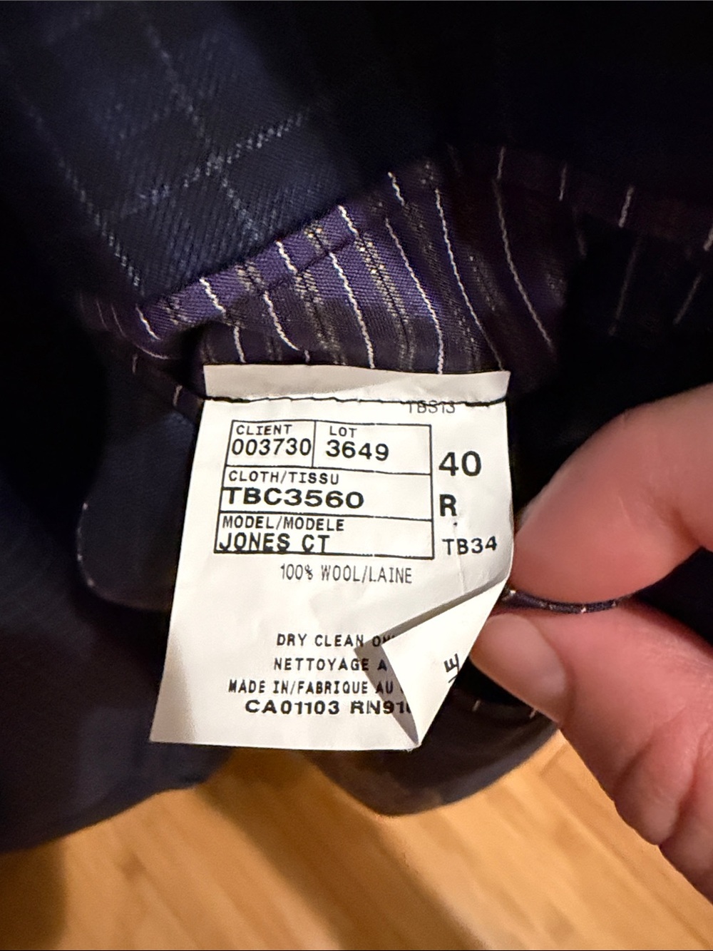 Ted Baker Men's Blue Windowpane suit size 40R. Pants fit size 32 - Picture 5 of 5